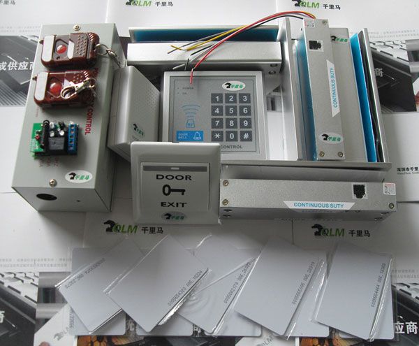 密碼門禁機-雙門上下無框鎖-門禁電源-出門按鈕-門鈴-門禁卡-門禁遙控