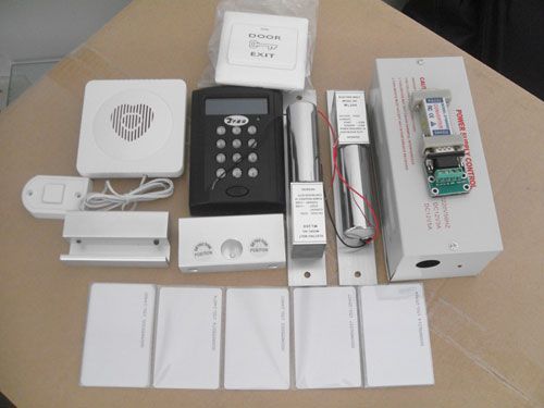 藍精靈門禁考勤機-雙扇電插鎖-門禁電源-出門按鈕-有線門鈴-感應卡-通訊轉換器